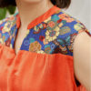 Váy đầm gile cổ V vai áo thổ cẩm Orange 2