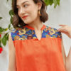Váy đầm gile cổ V vai áo thổ cẩm Orange 3
