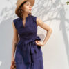 Váy đầm nẹp chồng cổ tàu Navy 3