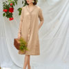 Váy đầm sơ mi diễu chỉ nẹp áo Beige 1