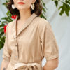 Váy đầm sơ mi diễu chỉ nẹp áo Beige 2