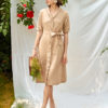 Váy đầm sơ mi diễu chỉ nẹp áo Beige 3