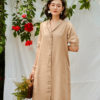 Váy đầm sơ mi diễu chỉ nẹp áo Beige 4