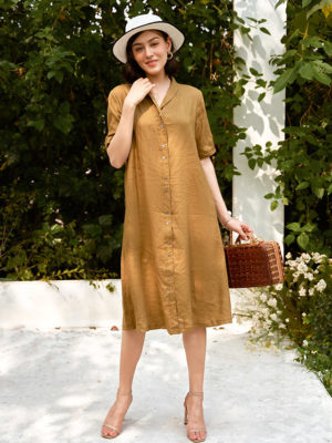 Váy đầm sơ mi diễu chỉ nẹp áo Olive 1