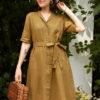 Váy đầm sơ mi diễu chỉ nẹp áo Olive 3
