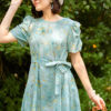 Váy đầm dáng xòe chun tay Sky Floral 4