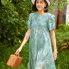 Váy đầm dáng xòe chun tay Sky Floral 3