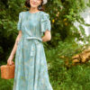 Váy đầm dáng xòe chun tay Sky Floral 1