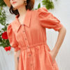 Váy đầm sơ mi tay bồng chun eo Orange 5