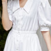 Váy đầm sơ mi tay bồng chun eo White 1