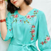 Váy đầm thêu hoa vai, ngực và tay áo Turquoise 2