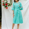 Váy đầm thêu hoa vai, ngực và tay áo Turquoise 3