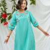 Váy đầm thêu hoa vai, ngực và tay áo Turquoise 4