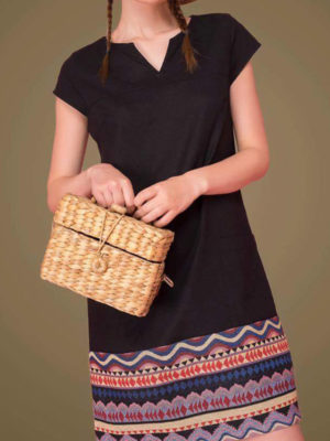 Váy đầm phối thổ cẩm gấu Black