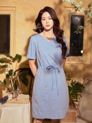 Váy đầm cổ tim rút eo Sky