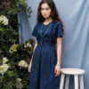 Váy đầm trần eo tay liền chun cửa tay Navy 8