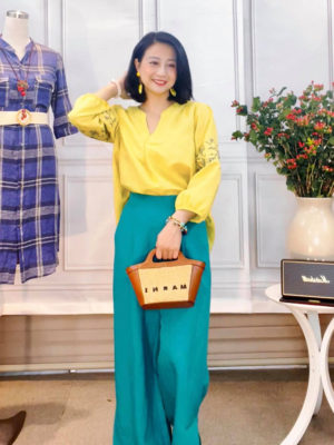 Quần xẻ gấu, cạp chun sau Turquoise 3