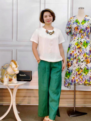 Áo sơ mi đáp cổ rút gấu 2 bên sườn White 2
