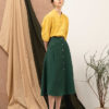 Áo sơ mi nữ cổ tàu rút dây gấu áo Yellow 2