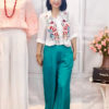 Áo sơ mi cổ đức thêu hoa thân áo White 2
