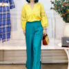 Áo cổ V ly súp thêu tay áo Yellow 1