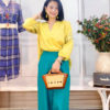 Áo cổ V ly súp thêu tay áo Yellow 2
