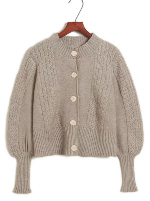 Áo khoác len vặn thừng bo tay Beige 3