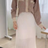 Áo khoác len kẻ tweed Beige 1