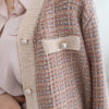 Áo khoác len kẻ tweed Beige 2