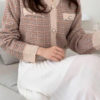 Áo khoác len kẻ tweed Beige 3