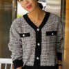 Áo khoác len kẻ tweed Black 1
