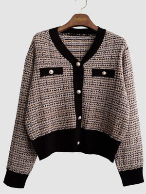 Áo khoác len kẻ tweed Black 2