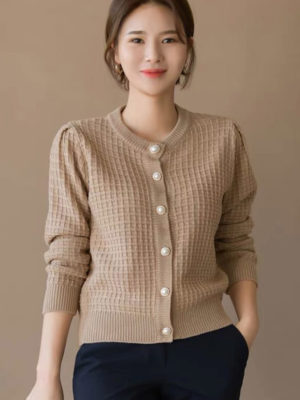 Áo khoác len kim tuyến Beige 1