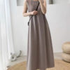 Váy đầm len gile dáng midi Beige