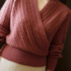 Áo len cổ tim chồng Pink 1