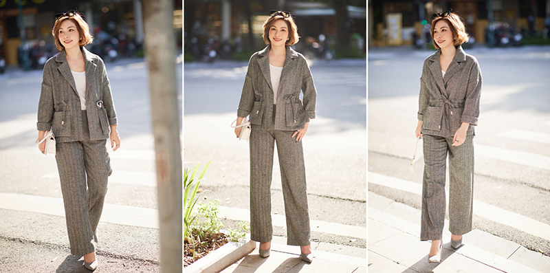bộ suit chất liệu dạ