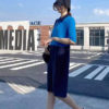 Váy đầm len cổ sơ mi phối 2 màu Blue/Navy