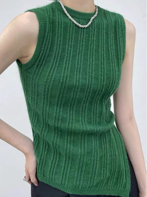 Áo len gile xẻ sườn Green
