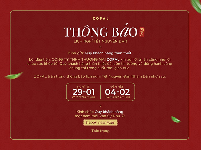 Thông báo nghỉ tết 2022