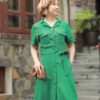 Váy đầm cổ 2 ve túi ngực Green 1