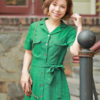 Váy đầm cổ 2 ve túi ngực Green 3