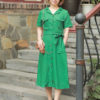 Váy đầm cổ 2 ve túi ngực Green 4