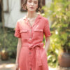 Váy đầm cổ 2 ve túi ngực Orange 3