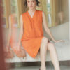 Váy đầm cổ Y nẹp cổ Orange 2
