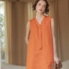 Váy đầm cổ Y nẹp cổ Orange 1