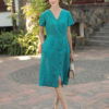 Váy đầm cổ bẻ hàng cúc bọc Turquoise 3