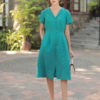 Váy đầm cổ bẻ hàng cúc bọc Turquoise 1