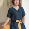 Váy đầm cổ tim lé cổ Navy 3