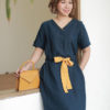 Váy đầm cổ tim lé cổ Navy 2