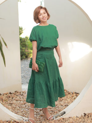 Chân váy dúm bèo Green 1